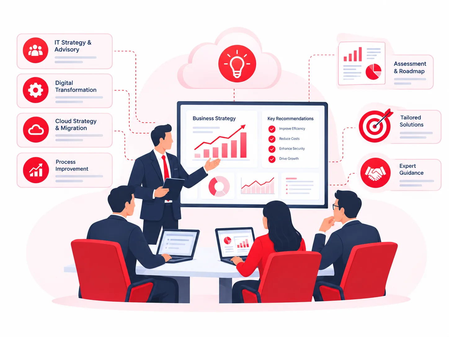 Technology strategy and consulting advisory illustration